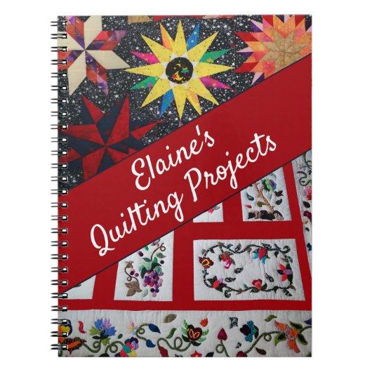 Meine Quiltprojekte farbiges Zitat, roter weißer T Notizblock (Vorderseite)