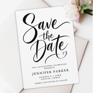 Meine Quince Años Minimal Schwarz Weiß Moderne Sch Save The Date