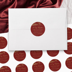 Meine Quince Rot und Gold Blatt 15 Geburtstag Runder Aufkleber