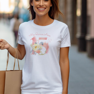 Meine Quinceañera Schöne Blumen 15. Geburtstag T-Shirt