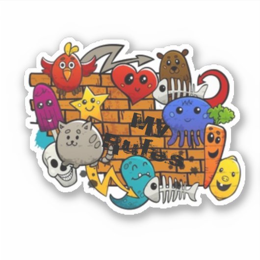 Meine Regeln Aufkleber (Vorderseite)