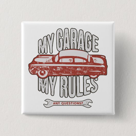 Meine Regeln Klassisches rotes Auto Retro Mechanik Button (Vorderseite)