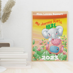Meine Reise beginnt hier mit Name Kids Room Poster