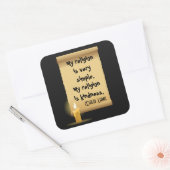 Meine Religion ist sehr einfach Quadratischer Aufkleber (Umschlag)