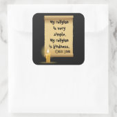 Meine Religion ist sehr einfach Quadratischer Aufkleber (Tasche)