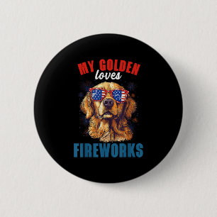 Meine Retriever Lieben Feuerwerk 4. Juli Patriotic Button