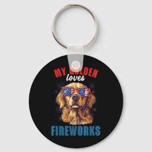 Meine Retriever Lieben Feuerwerk 4. Juli Patriotic Schlüsselanhänger