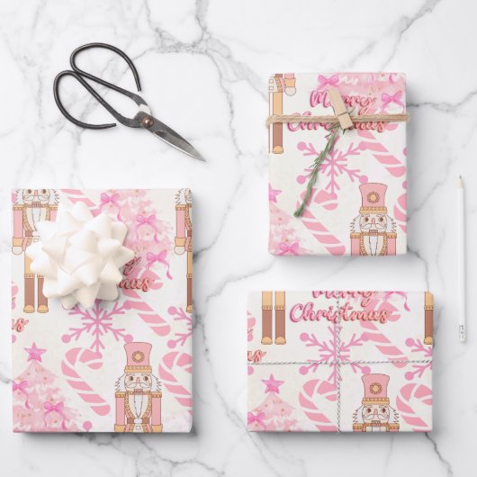 Meine rosa Schneeflocken Geschenkpapier Set (Vorderseite)