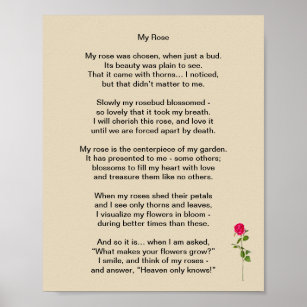 "Meine Rose", ein Gedicht über das Familienleben Poster