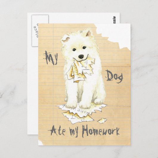 Meine Samoyed Ate meine Hausaufgaben Postkarte (Vorne/Hinten)