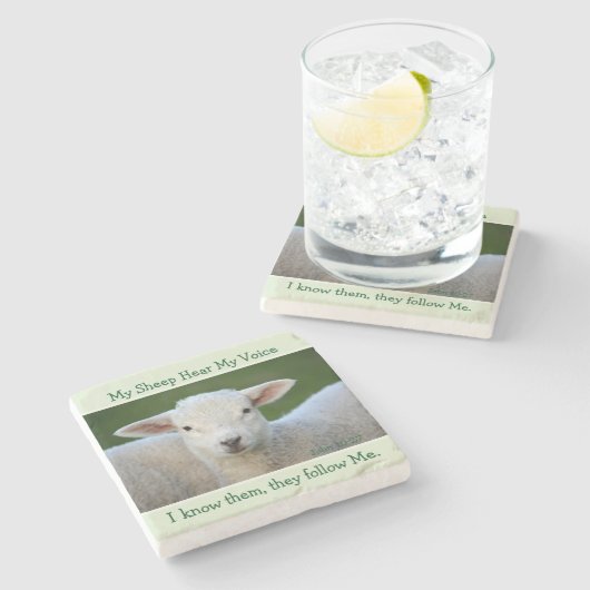 Meine Schafe hörten meine Stimme, Bibelverse John Steinuntersetzer (Seitenansicht)