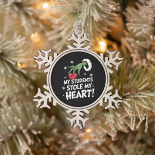 Meine Schüler haben mein Herz gestohlen Xmas Weihn Schneeflocken Zinn-Ornament