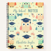 Meine Schulnoten individuelle Name farbige Eulen S Notizblock (Vorderseite)