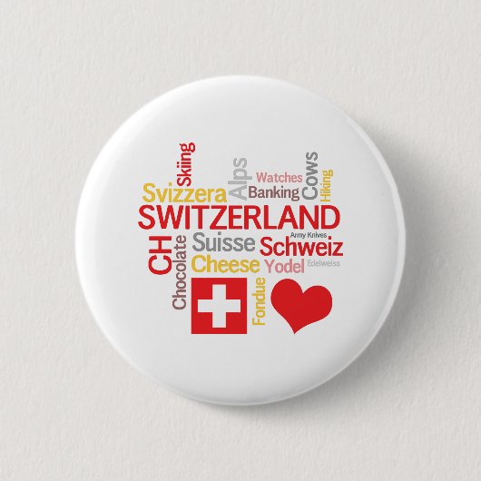 Meine Schweizer Lieblingssachen lustig Button (Vorderseite)