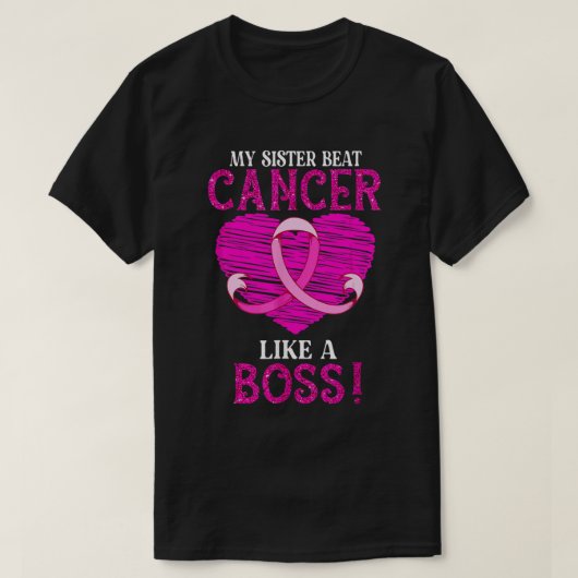 Meine Schwester Beat Rosa Brustkrebs Schleife Surv T-Shirt (Design vorne)