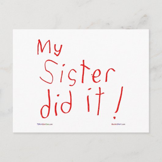 Meine Schwester hat es getan! Postkarte (Vorderseite)