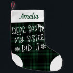 Meine Schwester hat es Karierten Niedlichen Spaß g Kleiner Weihnachtsstrumpf<br><div class="desc">Meine Schwester hat es grün Karierten Niedlichen lustig Kleiner Weihnachtsfest Strumpf</div>