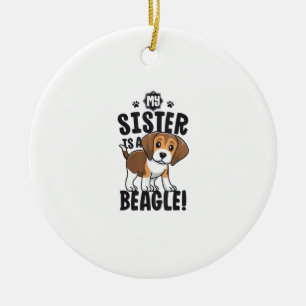 Meine Schwester ist ein Beagle Shirt Kinder Beagle Keramik Ornament