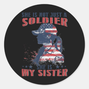 Meine Schwester ist Soldat beim 4. Juli Patrio Runder Aufkleber