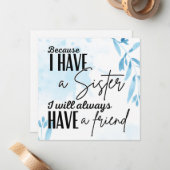 Meine Schwester, mein Freund Mitteilungskarte (Vorderseite/Rückseite Beispiel)