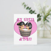 Meine Schwester, meine BESTE FREUNDIN Bath Postkarte (Stehend Vorderseite)