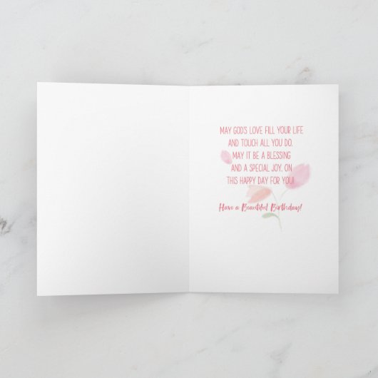 Meine Schwester segnet pinkfarbene Blume zum Gebur Karte (Innenseite)