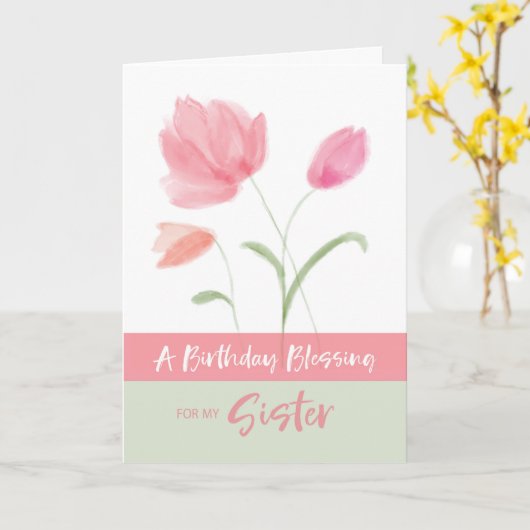 Meine Schwester segnet pinkfarbene Blume zum Gebur Karte (Gelbe Blume)