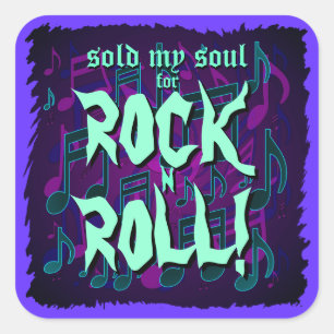 Meine Seele für Rock n Roll verkauft Blau Grün Lil Quadratischer Aufkleber