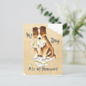 Meine Sheltie aß meine Hausaufgaben Postkarte (Stehend Vorderseite)