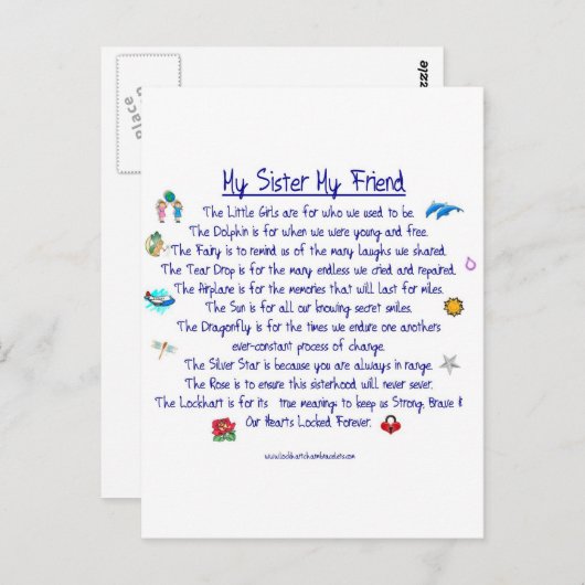 Meine SISTER Mein Freund Gedicht mit Grafik Postkarte (Vorne/Hinten)