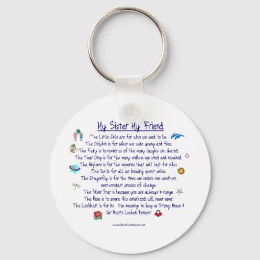 Meine SISTER Mein Freund Gedicht mit Grafik Schlüsselanhänger (Vorderseite)