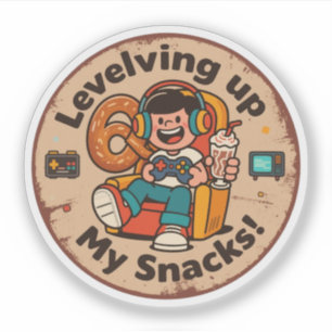 Meine Snacks aufmotzen! Lustige Pixel-Art Gamer Aufkleber