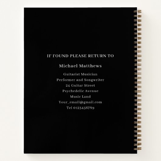 Meine Song-Texte Gitarrist Custom Notizblock (Rückseite)