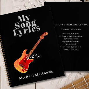 Meine Songtexte Gitarre Musiker Maßgeschneidert Notizblock