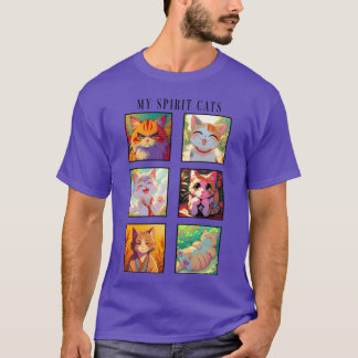 Meine spirituellen Katzen lustige Anime-Familie T-Shirt