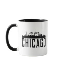 Meine Stadt Chicago City Skyline Old Stripe Silhou