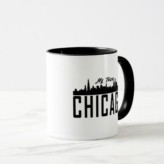 Meine Stadt Chicago City Skyline Old Stripe Silhou Tasse (VorderseiteRechts)
