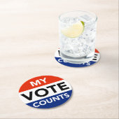 Meine Stimme zählt Runder Pappuntersetzer (Vor Ort)