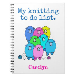 Meine Strickliste, niedliche Schafe, dein Name Notizblock