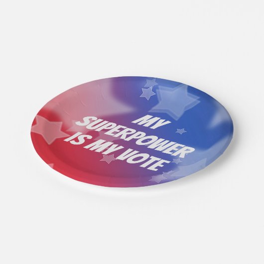 Meine Supermacht ist meine Stimme Pappteller (Schrägansicht)