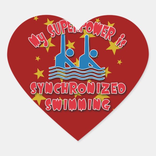 Meine Supermacht ist synchronisiertes Schwimmen Herz-Aufkleber (Vorderseite)