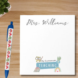 Meine Supermacht und Regenbogen lehren, roter Apfe Notizblock