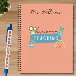 Meine Supermacht und Regenbogen lehren, roter Apfe Notizblock