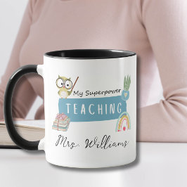 Meine Supermacht und Regenbogen lehren, roter Apfe Tasse