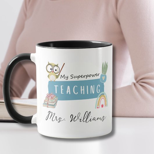 Meine Supermacht und Regenbogen lehren, roter Apfe Tasse