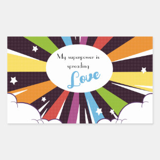 Meine Supermacht verbreitet Liebe. Rechteckiger Aufkleber
