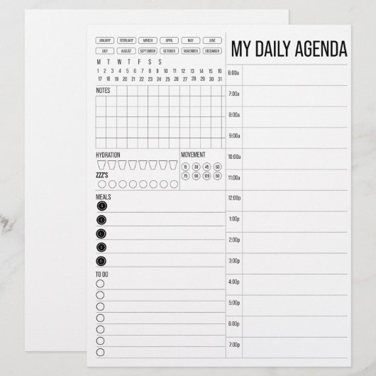 Meine Tagesagenda (Vorne/Hinten)