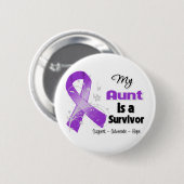 Meine Tante ist ein Überlebender Lila Band Button (Vorne & Hinten)