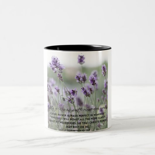 Meine Tasse "Grace Purple Flowers Bible Verse" (Mittel)