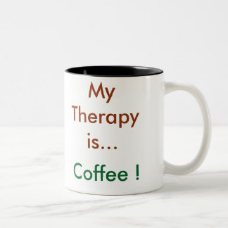 "Meine Therapie ist Kaffee" Kaffee-Tasse Zweifarbige Tasse